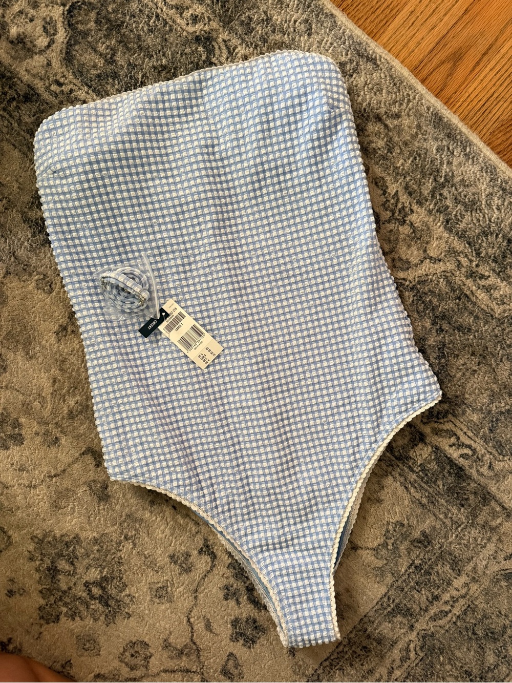 Abercrombie & Fitch Light Blue Gingham Women’s One-Piece • L Tall